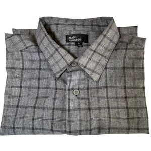 Marc Edwards Men's Gray Black Plaid Short Sleeve Button Up Shirt XL